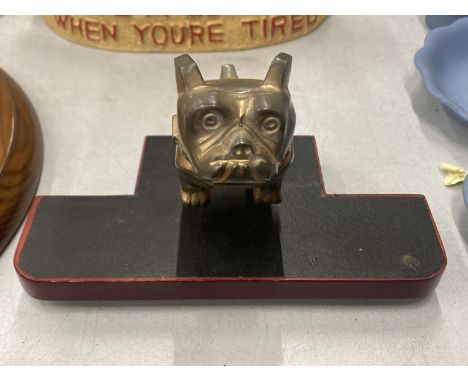 A VINTAGE MACK TRUCK CHROME BULLDOG ON BASE 