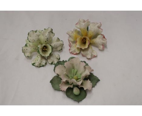 THREE VINTAGE CERAMIC TIGER LILY FLOWERS 