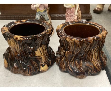 A PAIR OF CERAMIC OAK TREE VASES 