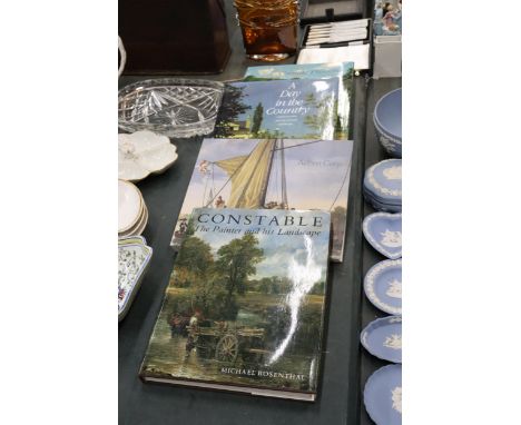 FOUR HARDBACK ART THEMED BOOKS TO INCLUDE CONSTABLE, AELBERT CUYP, A DAY IN THE COUNTRY AND CAMILLE PISSARRO 