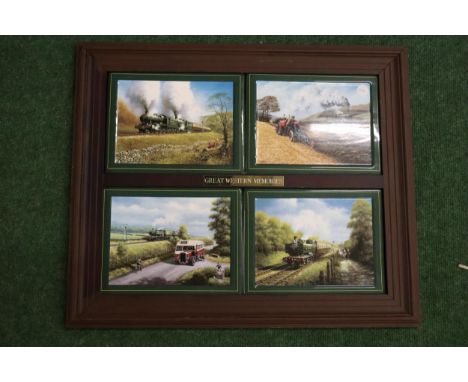 FOUR BRADFORD EXCHANGE, CERAMIC 'GREAT WESTERN MEMORIES' TILES, FRAMED 