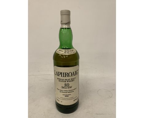 A 1L BOTTLE OF LAPHROAIG 10 YEARS OLD SINGLE ISLAY MALT SCOTCH WHISKY, OLD LABEL 