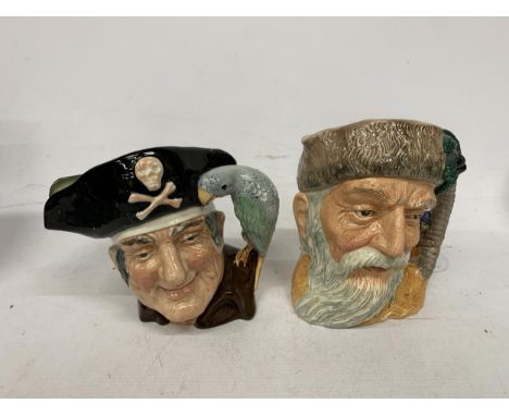 TWO ROYAL DOULTON TOBY JUGS - LONG JOHN SILVER AND ROBINSON CRUSOE 
