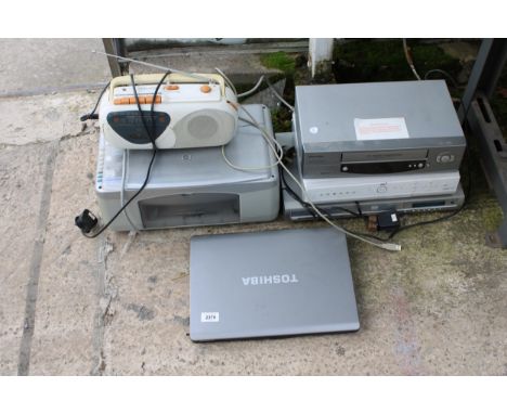 SIX ELECTRICAL ITEMS TO INCLUDE A TOSHIBA LAPTOP, VIDEO RECORDER, ETC 