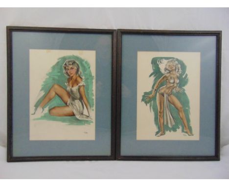 A set of six framed and glazed vintage Aslay polychromatic glamour prints of ladies, Heffer Gallery Cambridge labels to verso