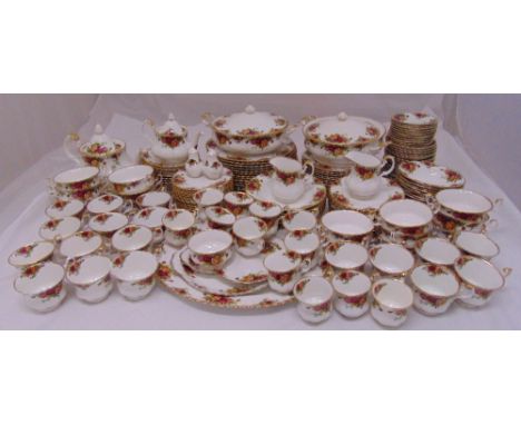 Royal Albert Old Country Roses dinner, coffee and tea service to include plates, bowls, cups, saucers, coffee pot, teapot, mi