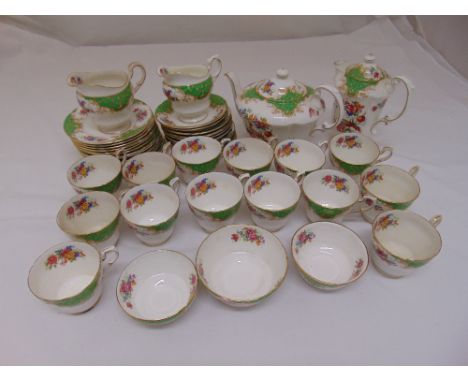 Paragon porcelain Green Rockingham design tea service to include a teapot, a coffee pot, cups and saucers (46)