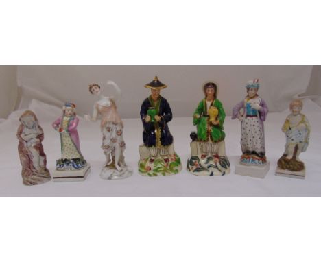 Seven ceramic, stoneware and porcelain figurines, tallest 28cm (h)