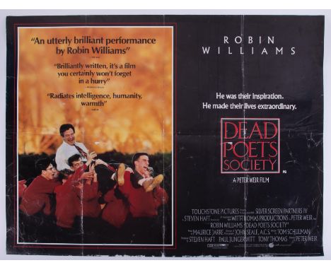 Cinema Poster for the film 'Dead Poets’ Society' year 1989 featuring Robin Williams (badly creased and marks). Provenance: Th