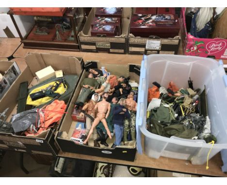 Three boxes of Action Man and accessories