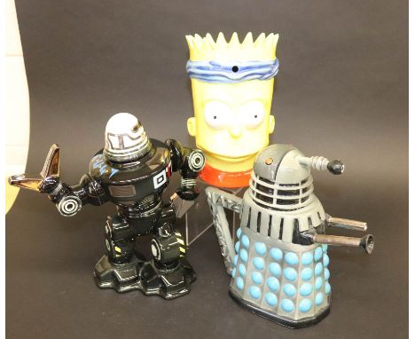 A limited edition 'Bart Simpson' teapot, 20/75, a Guess Ware prototype 'Dalek' teapot, 2001 and a Paul Cardew prototype 'Robo