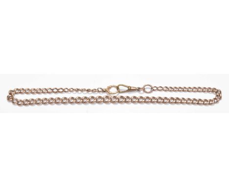 An early 20th century 9ct gold Albert chainThe graduated flat curb link chain with replacement lobster and spring clasp, leng