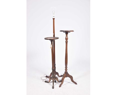 A Reprodux by Bevan Funnell 19th Century style mahogany TorchereHaving a circular top supported on a reeded and leaf carved s