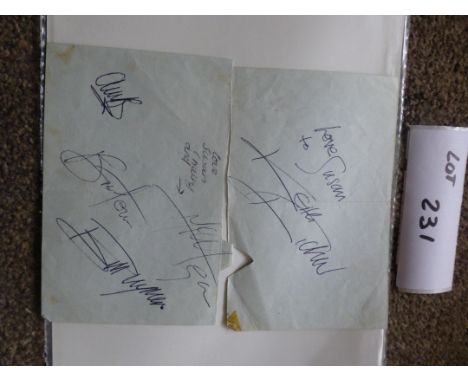 Records : Rolling Stones autographs (5) on 2 pieces of autograph book, original.