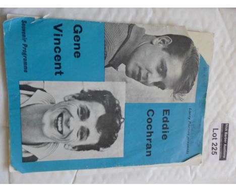 Records : Concert programme Gene Vincent/Eddie Cochran tour prog 1960, signed inside by Vincent, Cochran and Vince Eager, poo