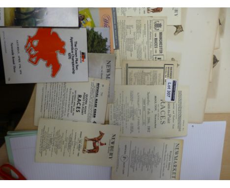 Horse Racing : Programmes 1948 onwards, incl Laurel Race Course USA 1964 and 1890's prints of Derby winners.