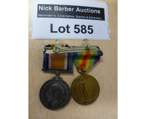 Collectables : Militaria - WWI medals x 2 with ribbons, 106091 Pte C T Harriman Notts & Derby R.