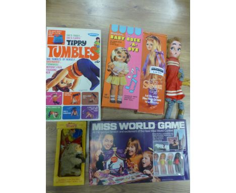 Collectables : Doll collectables - Pallatoy Tippy Tumbles, Fisher - Miss World Game, Sheena etc, all boxed, good cond.