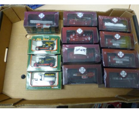 Die-cast : 9 Atlas Fire Engine boxed vehicles and 3 Stobart Corgi boxed vehicles.