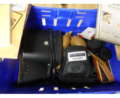 Collectables : Large crate of various items, incl Nikon D80 camera with lenses in case, binoculars, books etc.