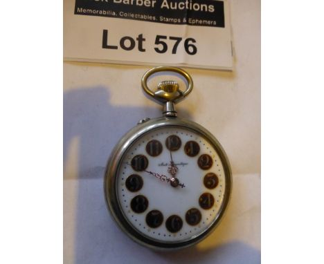 Collectables : Lovely pocket watch - silver with hunting depicted engraving on the reverse.