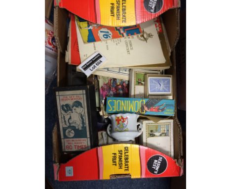 Collectables : Selection in crate of old 1900 onwards magazines, games, cards, microscope etc, well worth inspection.