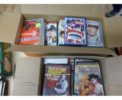 Collectables : Cowboy DVD's mostly John Wayne x 80, all in vgc, 2 boxes.