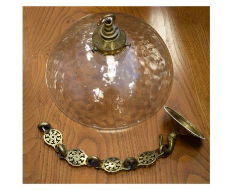 Early 20th Century Art & Crafts style dimpled glass ceiling light of hemispherical form and unusual double-walled design with