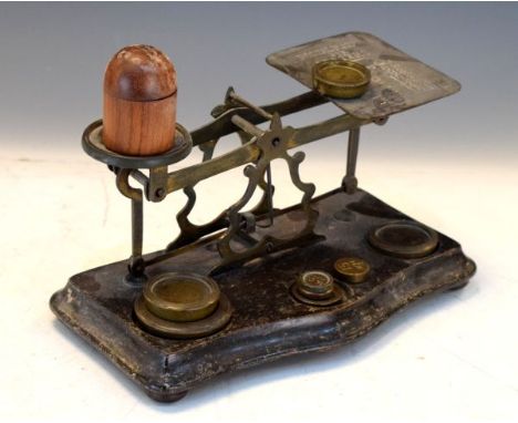 Set of vintage brass postage scales with weights   Condition: 