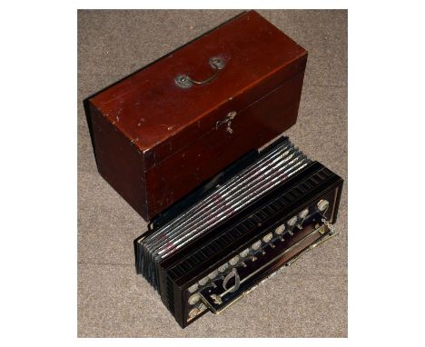 Early 20th Century accordion, label to bellows of W.Winrow & Son, Accordion Makers, Harlow Stone, Nottingham, with twenty-six