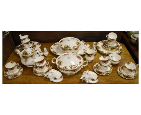 Royal Albert 'Old Country Roses' pattern tea and dinner ware to include; teapot, milk jug and sugar basin, six cups, saucers 