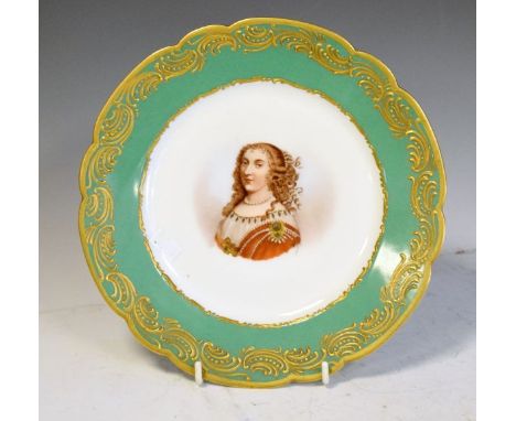 Late 19th Century French Sevres Chateau Des Tuileries plate of wavy circular form decorated with a female portrait, printed m