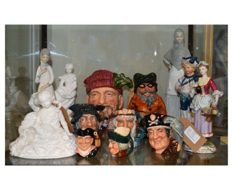 Six Royal Doulton character jugs and a collection of various modern ceramic figures   Condition: 