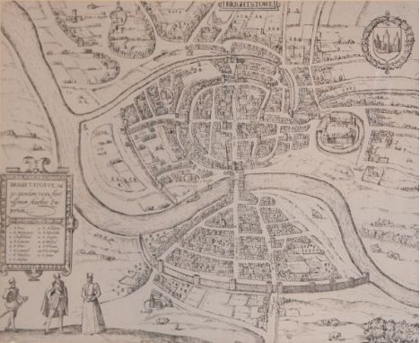 Local Interest - Reproduction map of 'Brightstowe (Bristol) together with two 19th Century hand coloured views of Bristol and