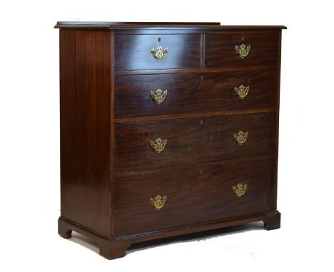 Early 20th Century mahogany chest of two short over three long drawers with Chippendale style brass back plate handles on bra