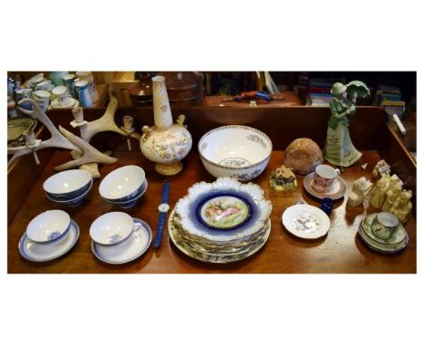 Assorted ceramics to include a Fieldings Crown Devon vase, Wedgwood Kutani Crane bowl, Capodimonte figure of a lady holding a