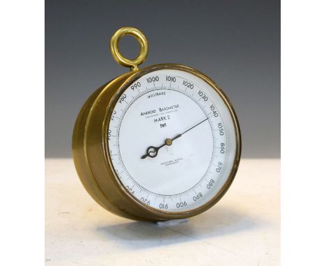 Circular brass cased aneroid barometer by Shortland Bowen Instruments   Condition: 