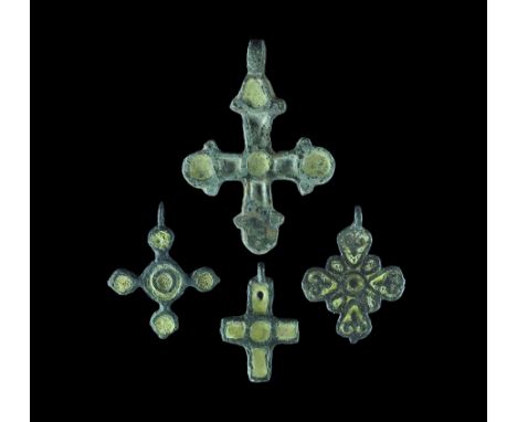 11th-13th century AD. A group of Byzantine tradition crosses, widespread in Kievan Rus area, comprising: one large cross with