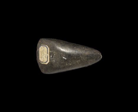 Neolithic, 5th-2nd millennium BC. A polished epidiorite axe with old collector's label 'silex poli / 2e. Epoque Pans / de Cha