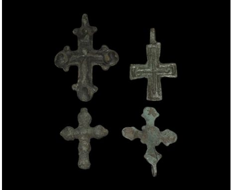 11th-13th century AD. A group of Byzantine tradition crosses, widespread in the Kievan Rus area, comprising: one large cross 