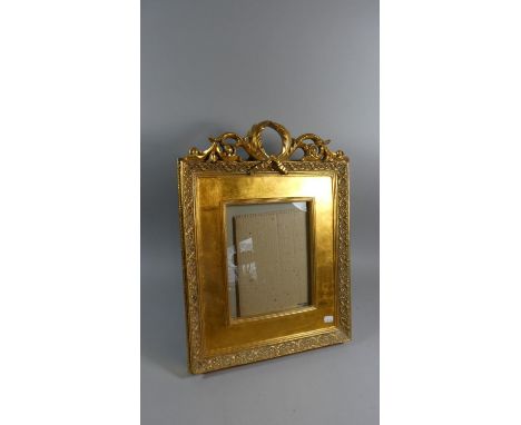 A Modern Good Quality Rectangular Gilt Photo Frame with Pierced and Scrolled Ornate Finial, 53cm x 39cm 