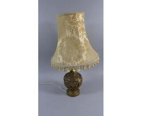 A Gilt Resin Oriental Style Vase Shape Table Lamp with Shade 