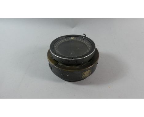 A Brass Mounted WW2 Grid Steering Aircraft Type P8 Circular Compass, 14cm Diameter 