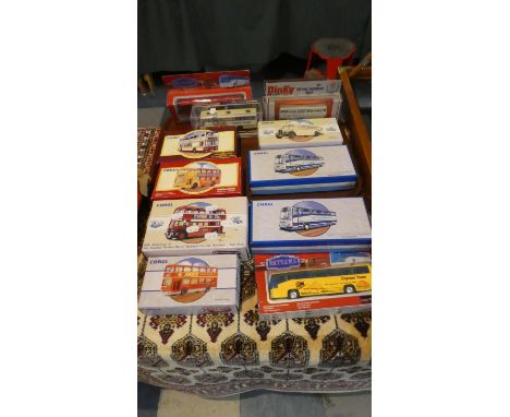 A Collection of Twelve Boxed Diecast Buses by Corgi, Dinky etc 