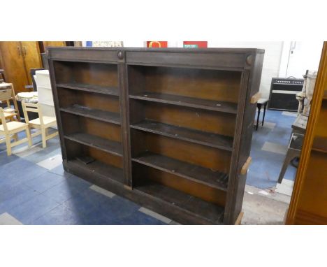 An Edwardian Oak Double Four Shelf Bookcase, 182cm Wide 