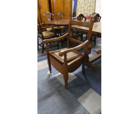 An Edwardian Commode Armchair, Ceramic Liner Unrelated 