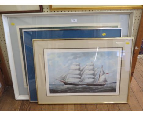 Laurence Bagley The Lone Sailor Lithograph signed and numbered 41/250 in pencil 49cm x 75cm A print of the America's Cup with