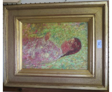 Manner of Henri Martin Half length portrait of a girl Oil on board, late 20th century 34cm x 23cm