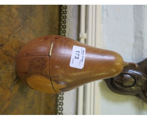 A fruitwood tea caddy in the form of a pear, early 19th century style, 21.5cm high