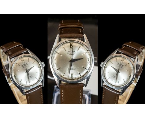 Tatton Edinburgh 21 Jewels Automatic Steel Mechanical Wind Steel Cased Wristwatch Antimagnetic Incabloc Number 1593. Swiss Ma